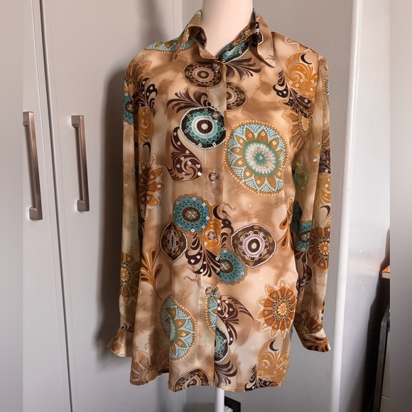 Mr. Max Tops - Vintage Mr. Max Paisley Button-Up Blouse Made in Canada